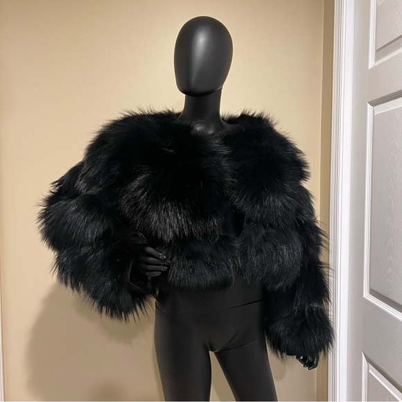 Genuine Raccoon Fur Coat Long Sleeve lined Trench Jacket Parka Puffer bomber fur - Picture 4 of 17